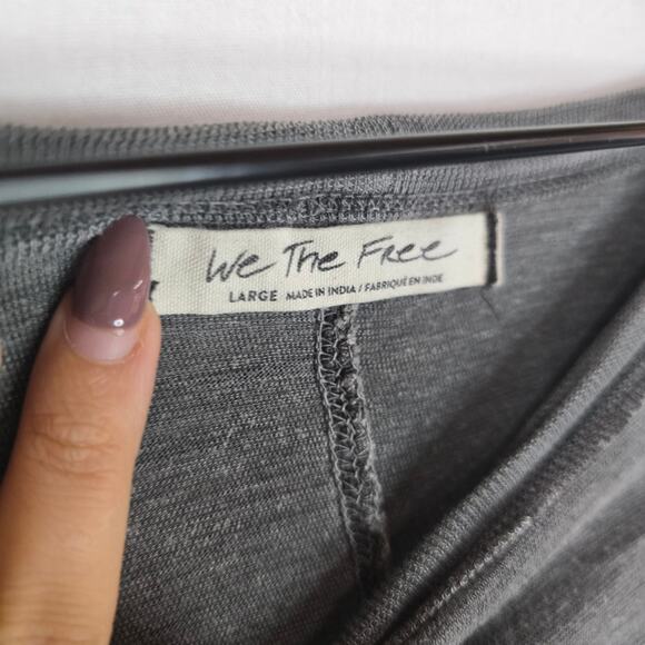 Free People We The Free Tunic Top Cotton Linen Blend Gray Size L - Picture 3 of 8